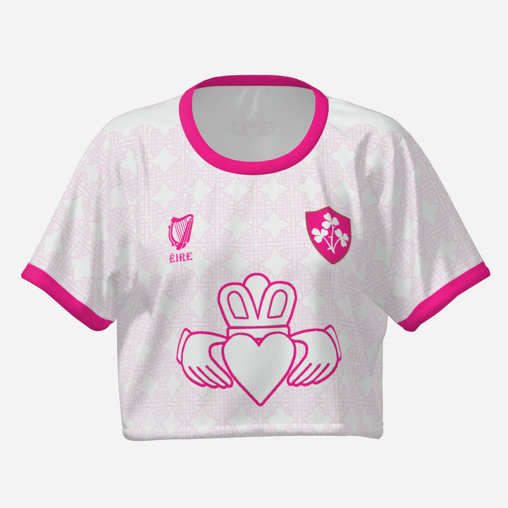Short and Slim T-shirt, Pink/White Claddagh