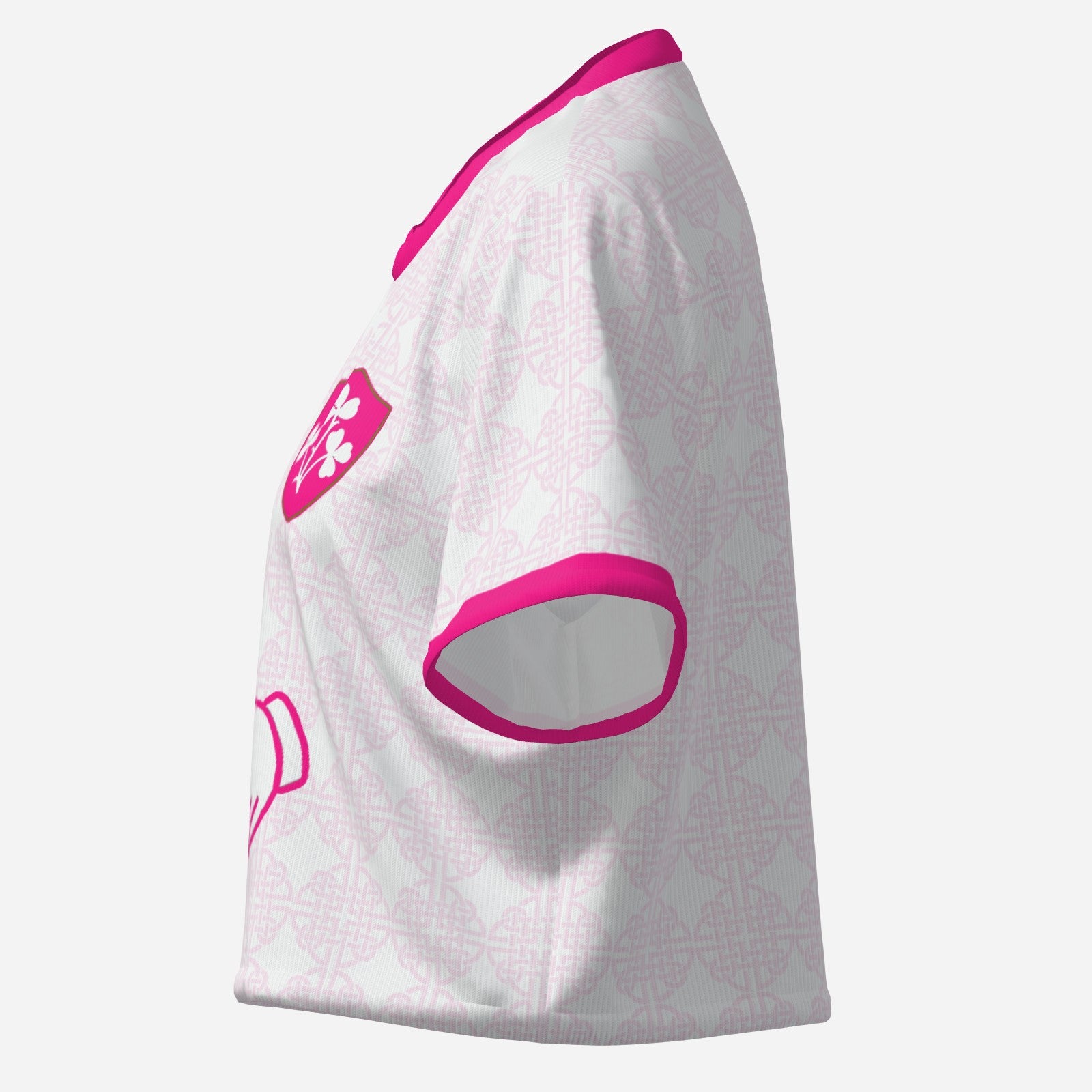 Short and Slim T-shirt, Pink/White Claddagh