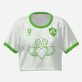 Short and Slim T-shirt, White and Green, Claddagh Ireland Retro