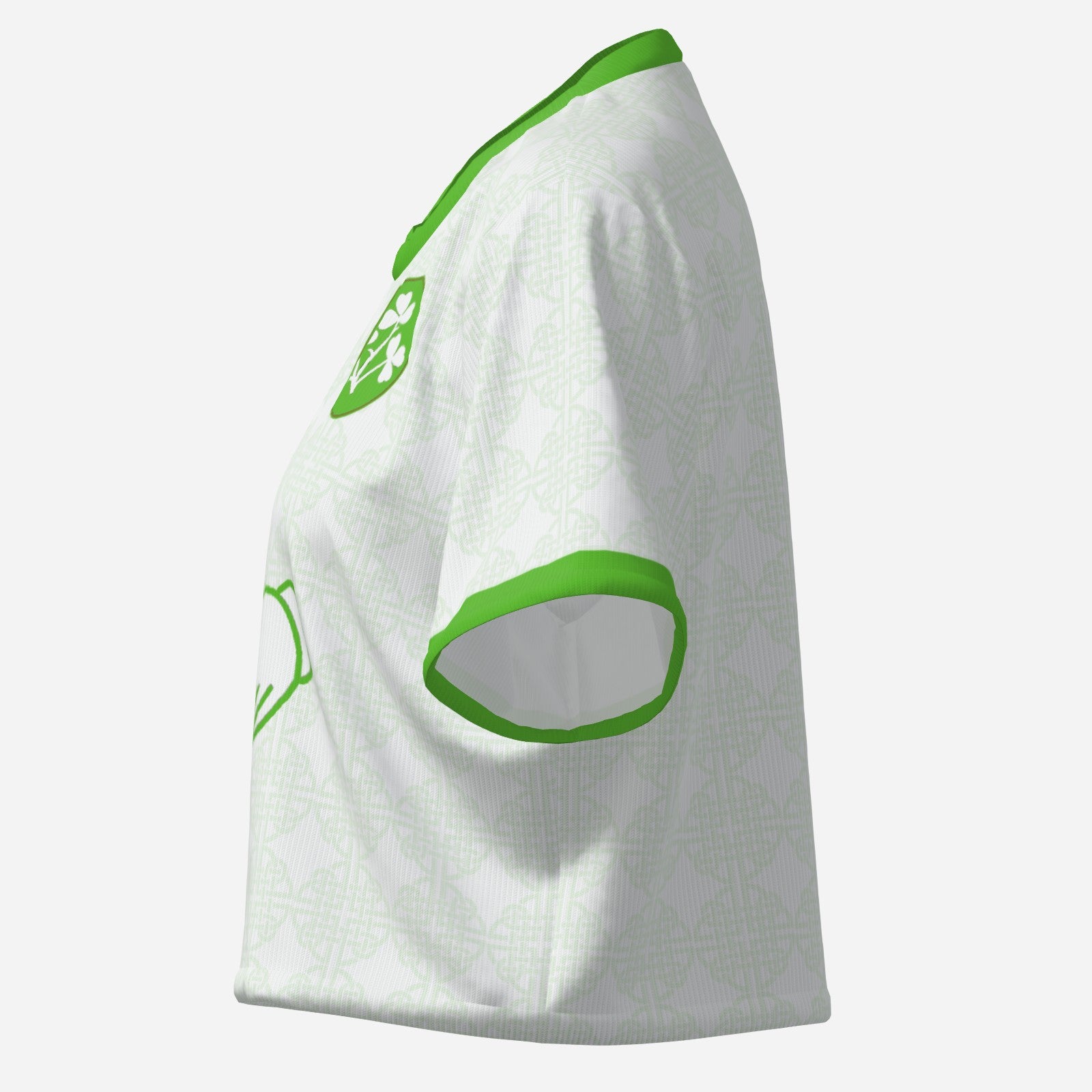 Short and Slim T-shirt, White and Green, Claddagh Ireland Retro