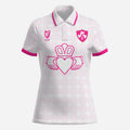 Womens Two button polo, Pink and White, Claddagh Ireland Retro