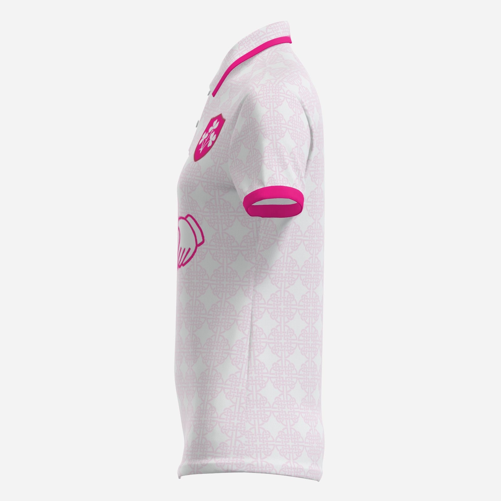 Womens Two button polo, Pink and White, Claddagh Ireland Retro