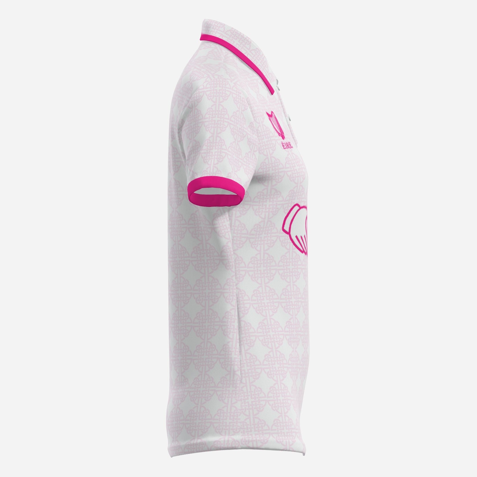 Womens Two button polo, Pink and White, Claddagh Ireland Retro