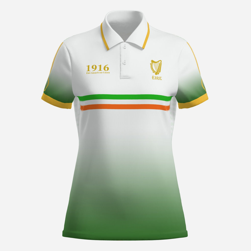 Womens Two button Polo, White Ireland Easter 1916