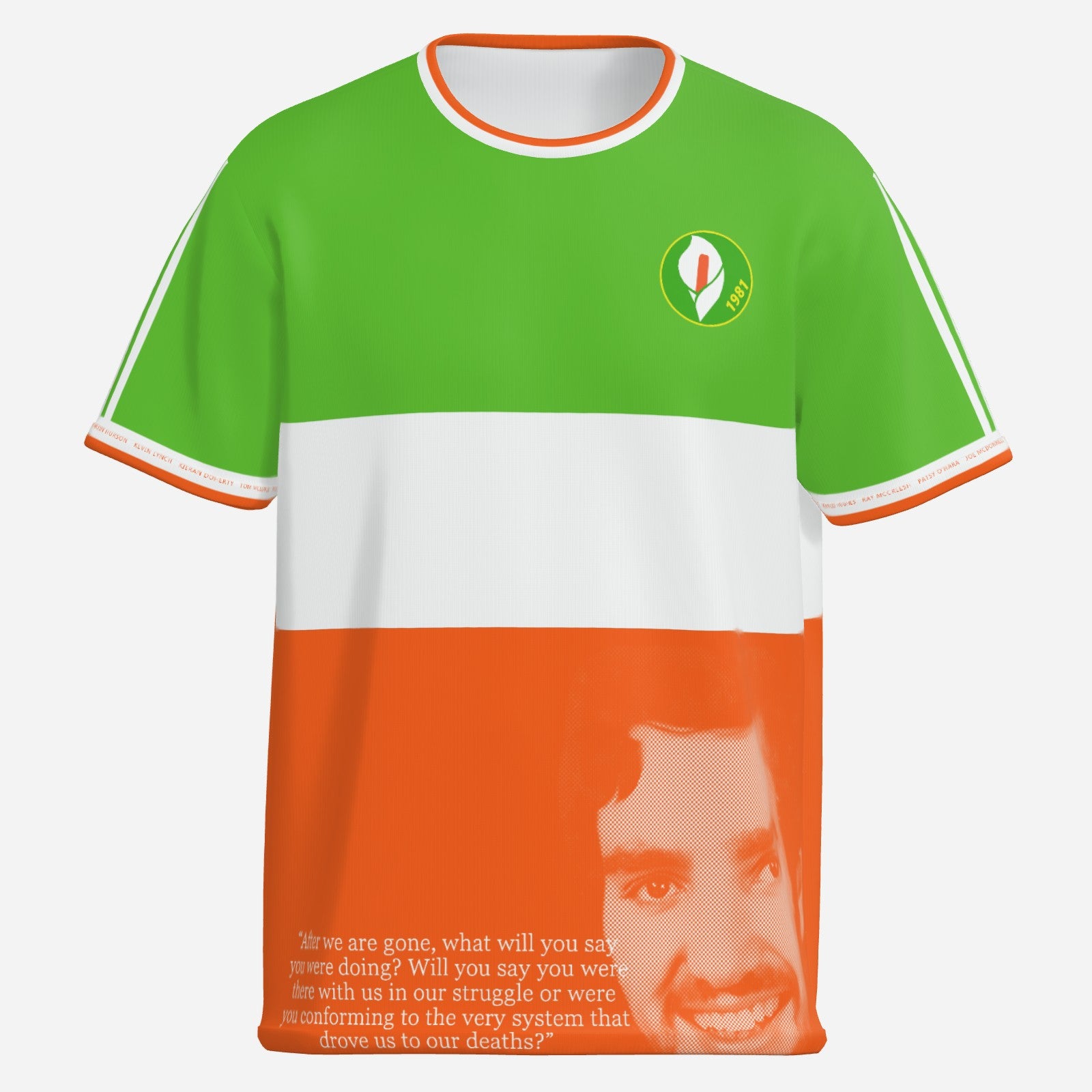Irish Tricolour Patsy O'Hara T-Shirt - Derry Hungerstriker tribute Jersey