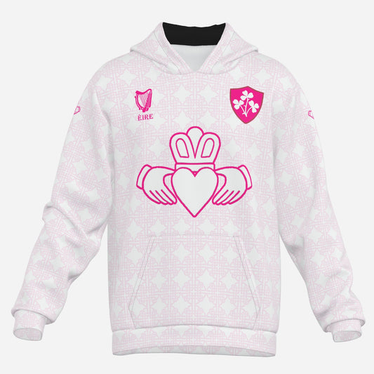 Retro Ireland Claddagh Hoodie - White/Pink