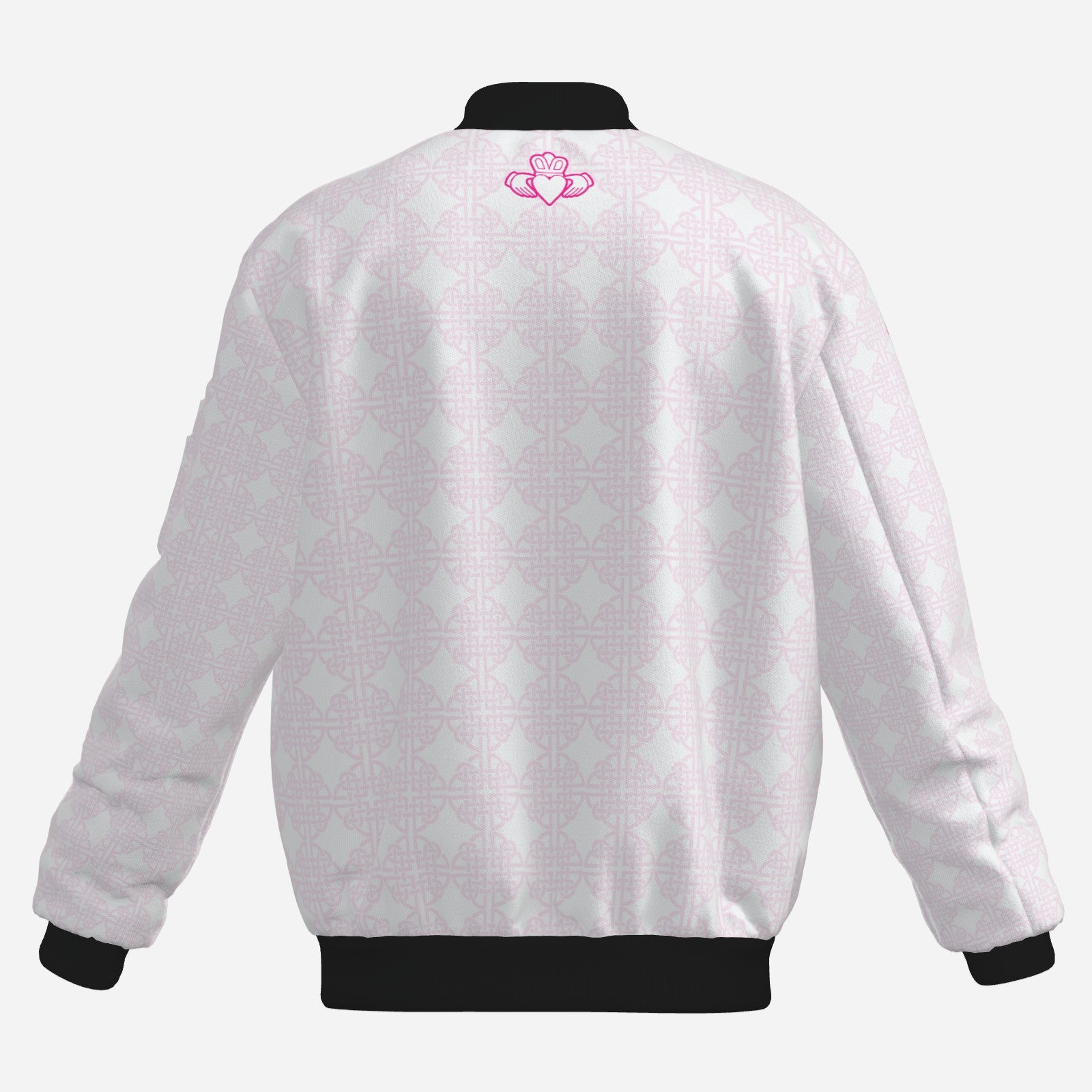 Retro Claddagh/Ireland Bomber Jacket White and Pink