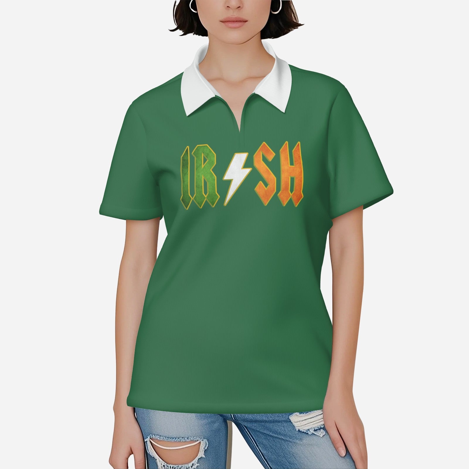 AC/DC Inspired IR/SH Women's Tennis/Golf Shirt - Green