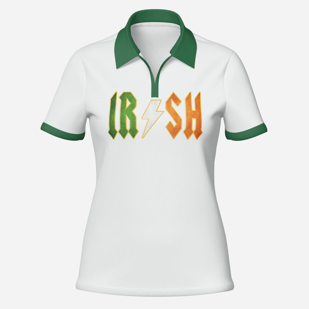 AC/DC Inspired IR/SH Women's Tennis/Golf Shirt - White
