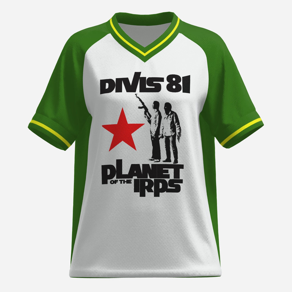 Womens V Neck Planet of the Irps Mesh Jersey Green