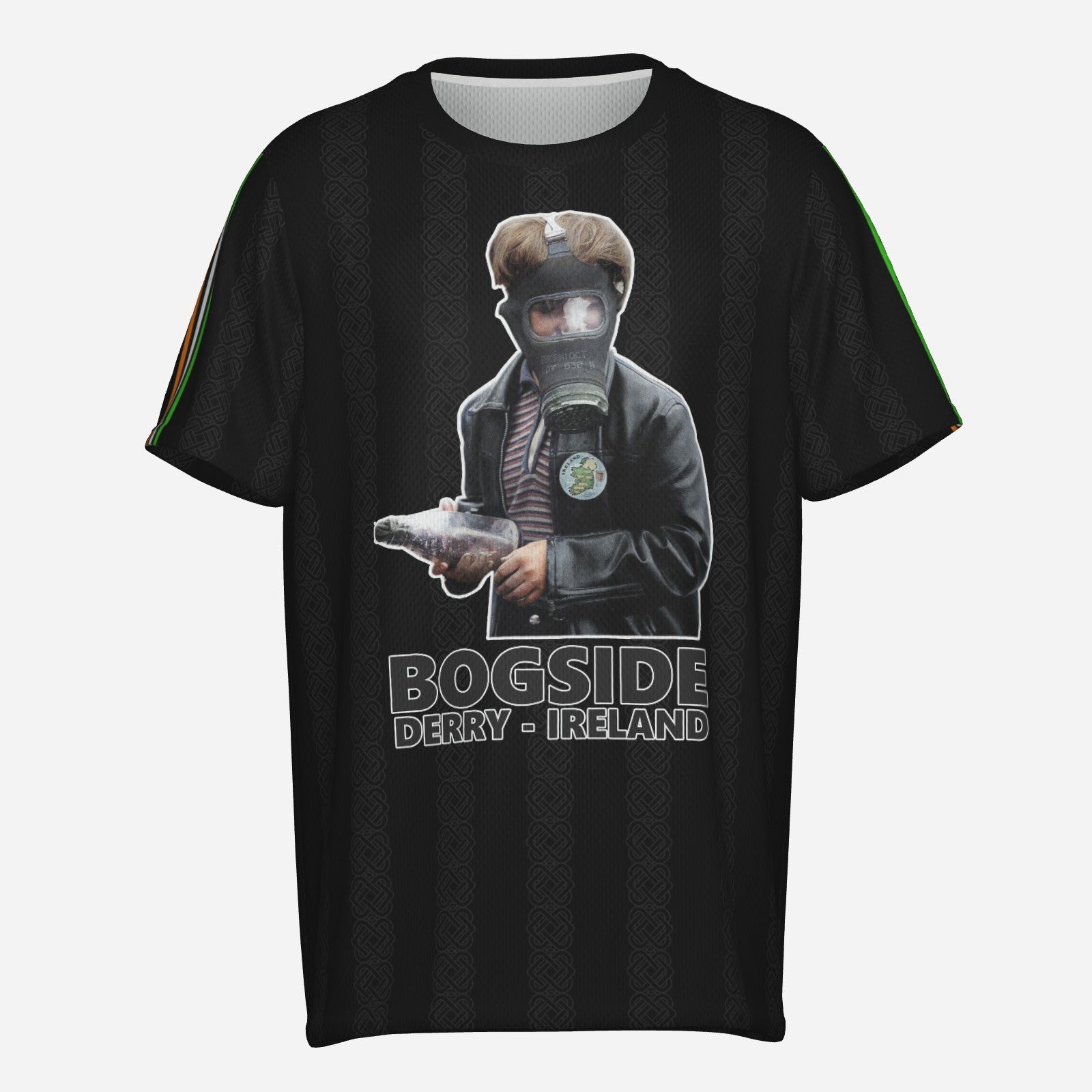 Bogside, Derry, Ireland Black O-Neck Mesh Jersey