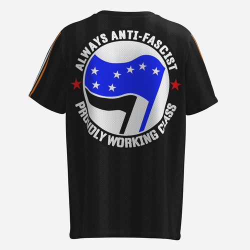 Always Anti-Fascist Proudly Working Class Starry Plough O-Neck Mesh Jersey