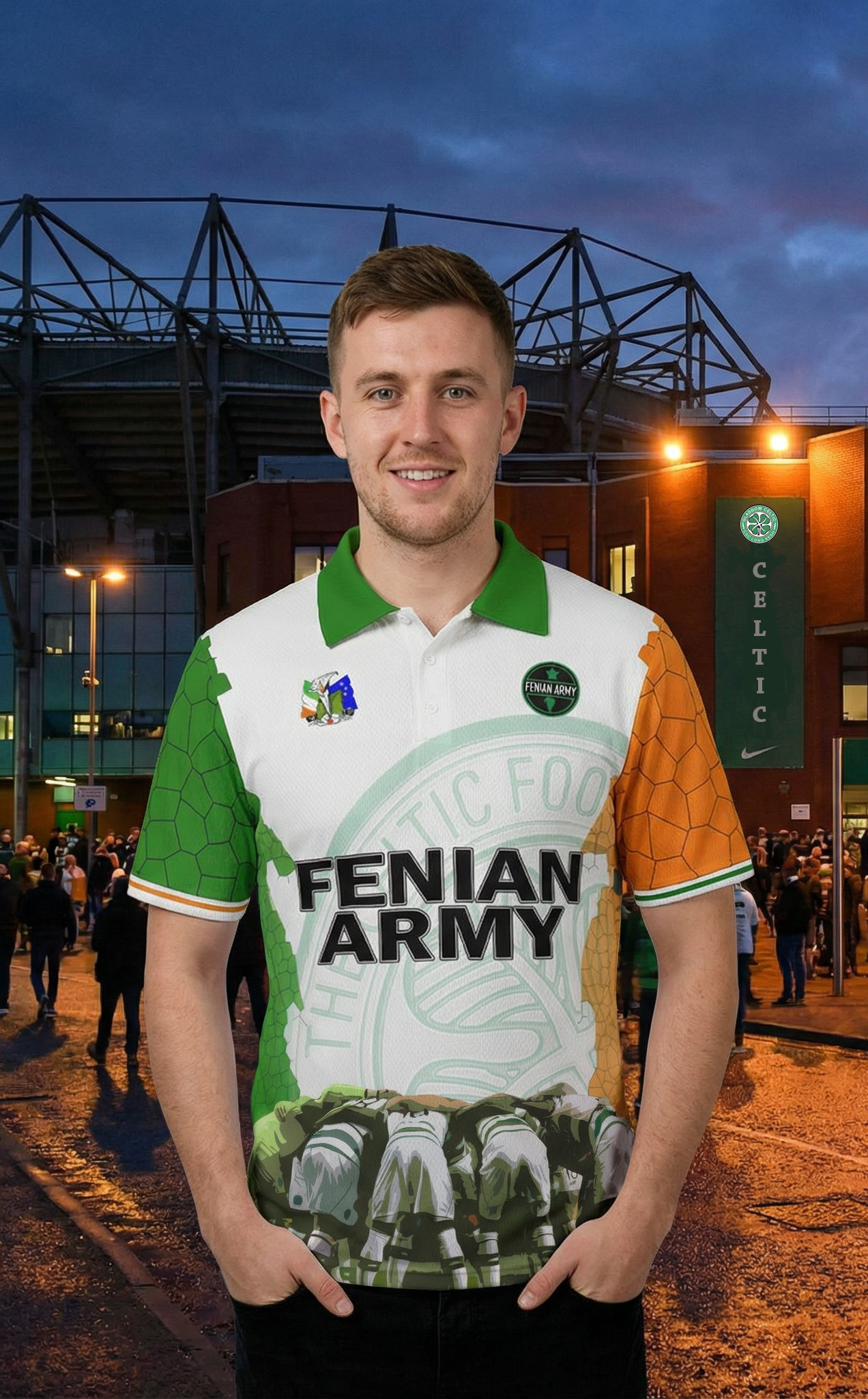 Fenian Army Tricolour Polo – Tribute to Celtic’s Legendary 1967 European Cup Victory