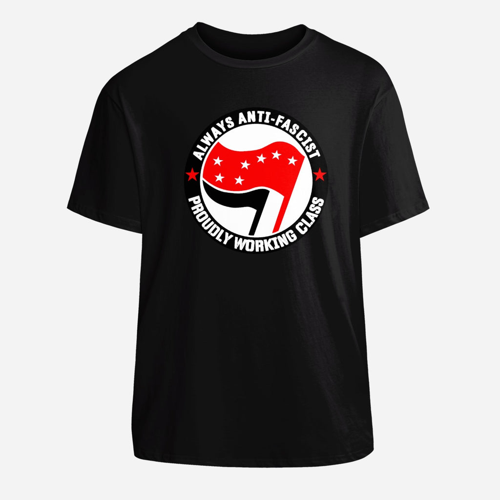 ANTIFA Red Starry Plough Always Anti Fascist T-Shirt (Sizes S-XXXL)