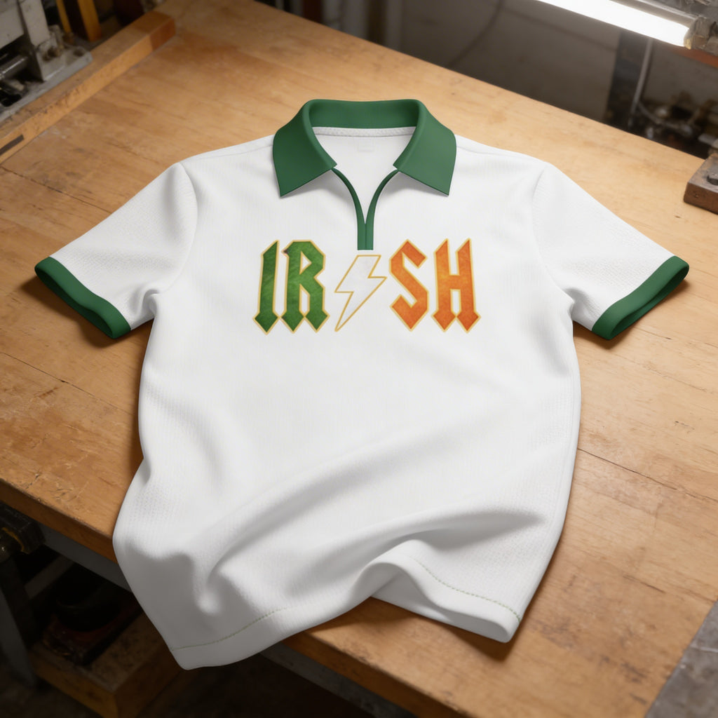 AC/DC Inspired IR/SH Women's Tennis/Golf Shirt - White