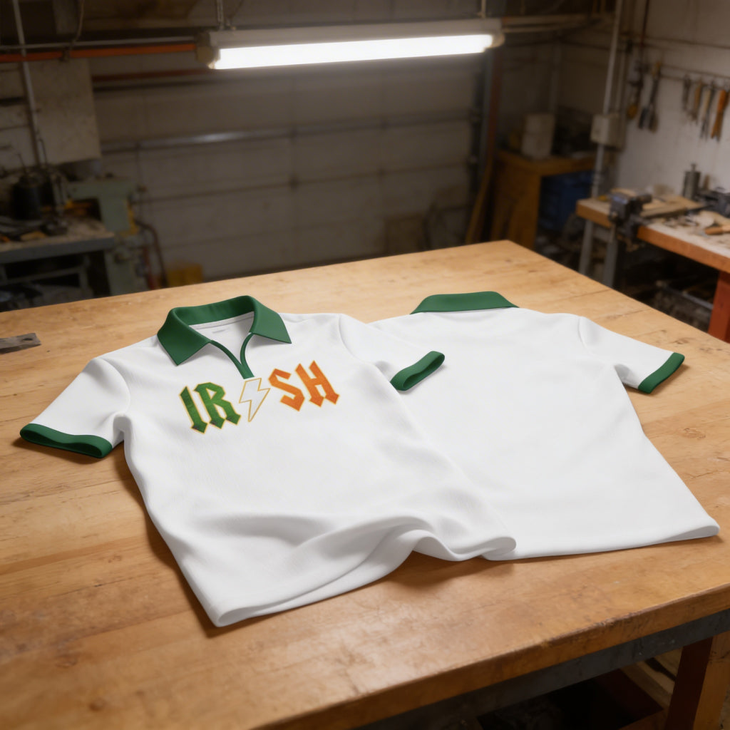 AC/DC Inspired IR/SH Women's Tennis/Golf Shirt - White