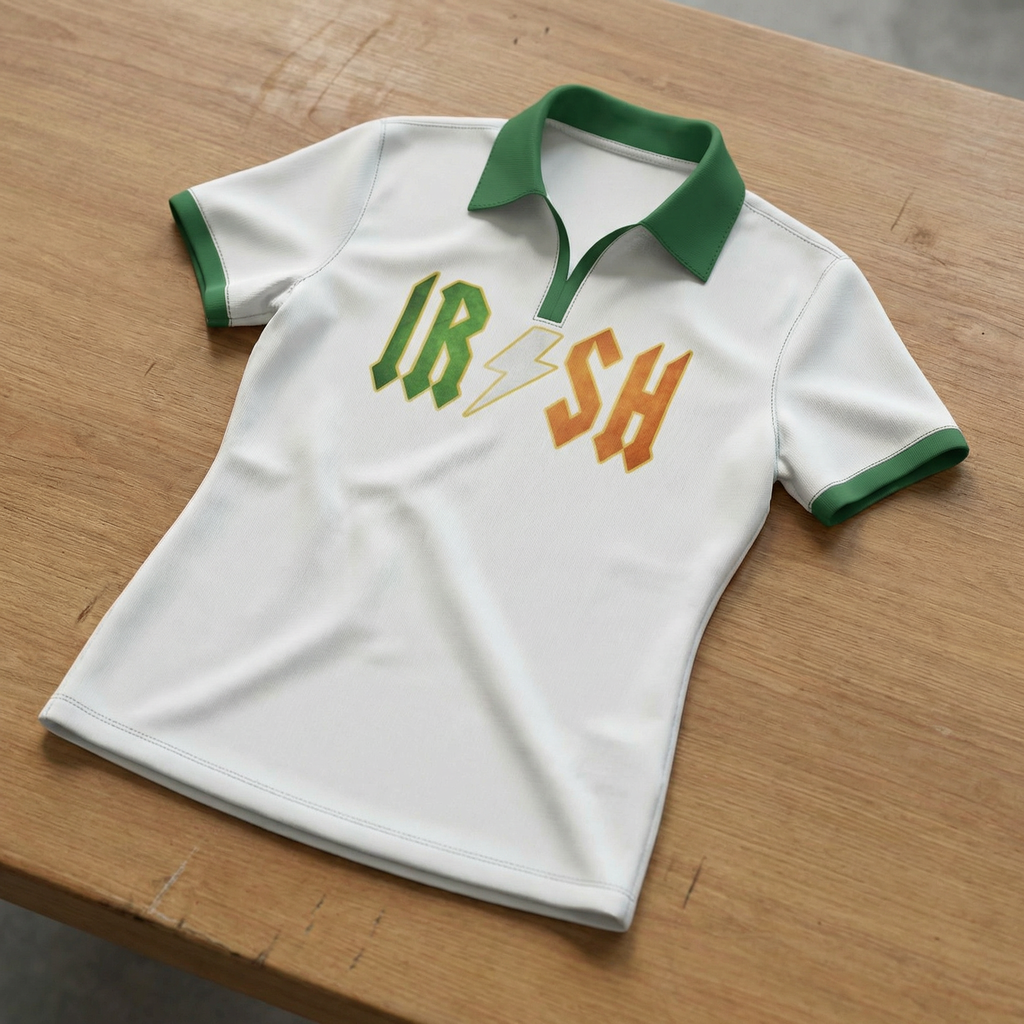 AC/DC Inspired IR/SH Women's Tennis/Golf Shirt - White