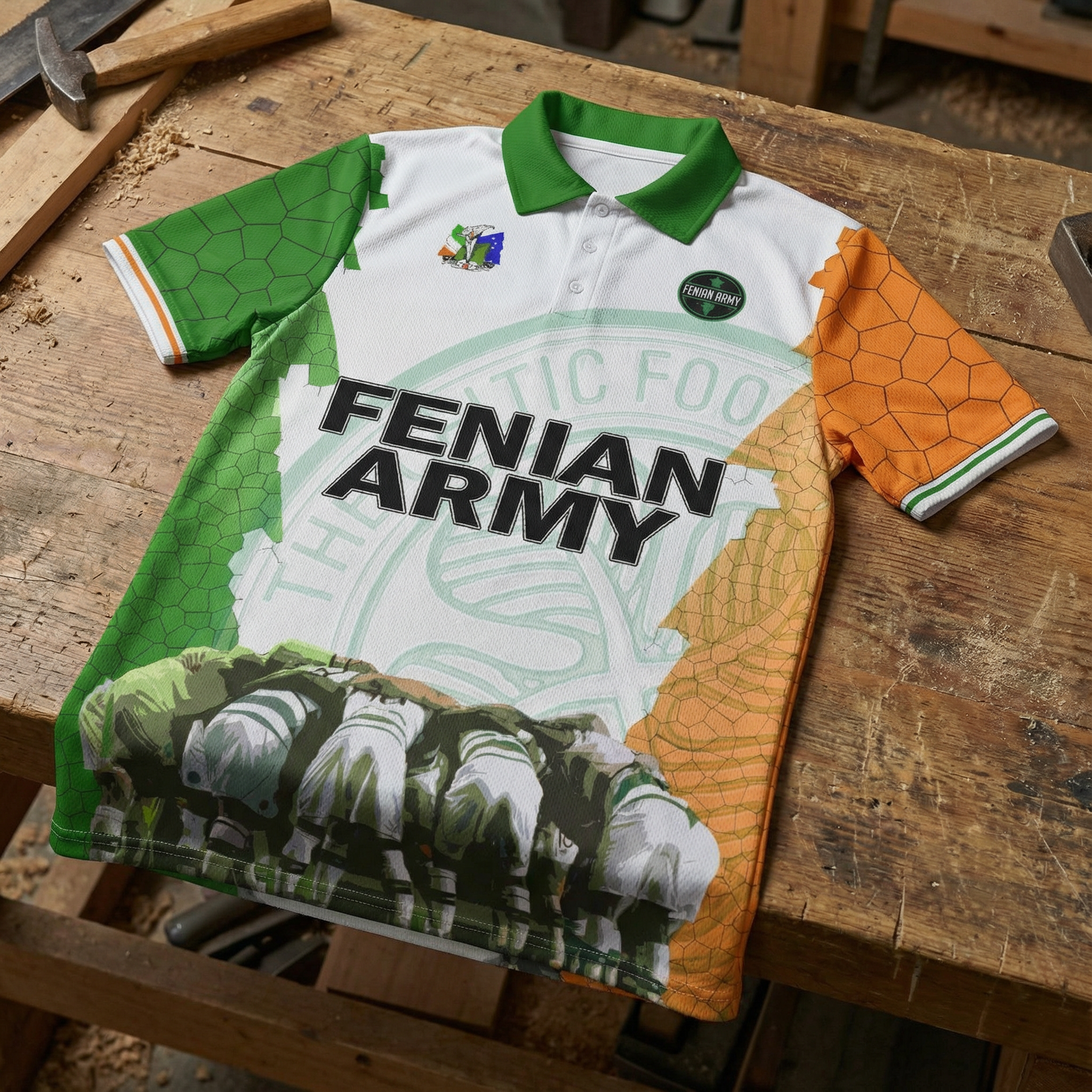 Fenian Army Tricolour Polo – Tribute to Celtic’s Legendary 1967 European Cup Victory