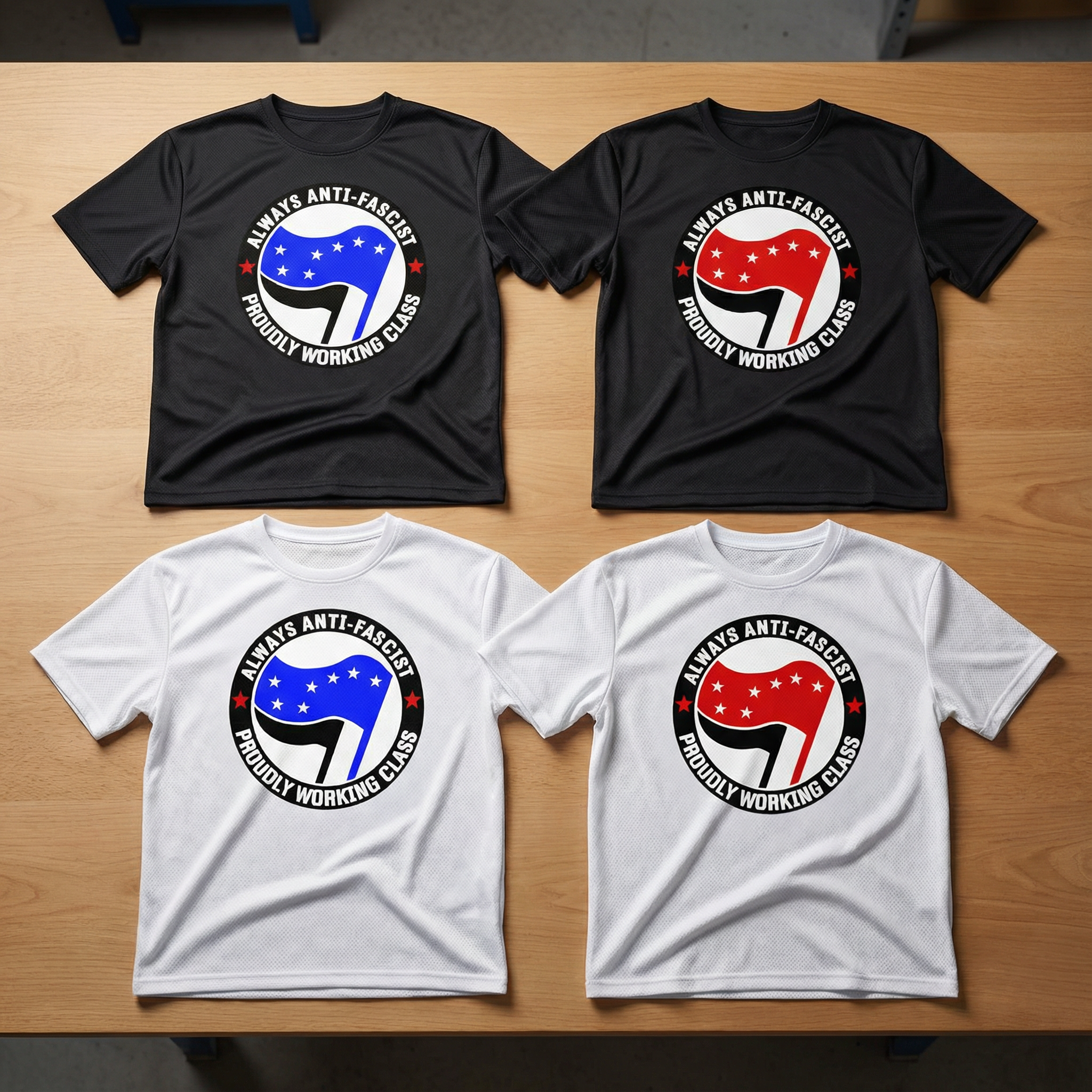 Always Anti-Facsist - Proudly Working Class Red Starry Plough White T-shirt