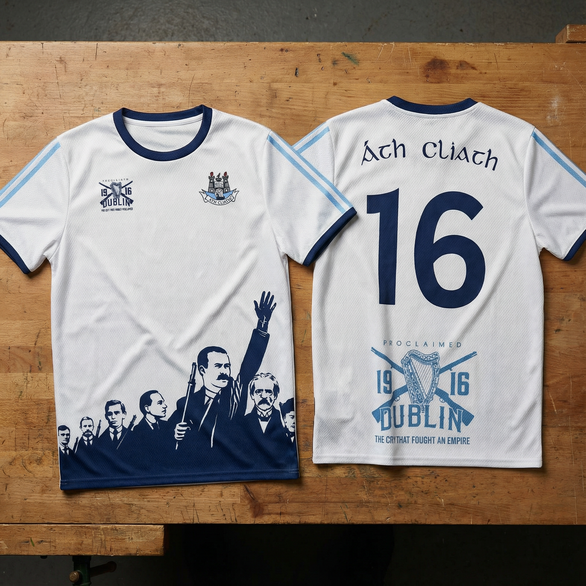 Dublin Áth Cliath in White- The City that fought an empire JERSEY Round Neck